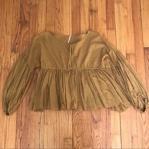Free People Striped Ruffle Top